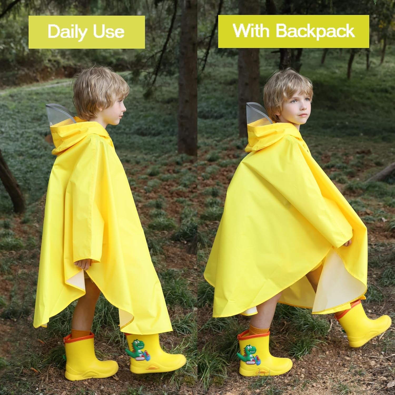 Kids Cartoon Raincoat Children'S Schoolbag Waterproof Rain Jacket Coat Boys and Girls Raincoat Poncho Cape