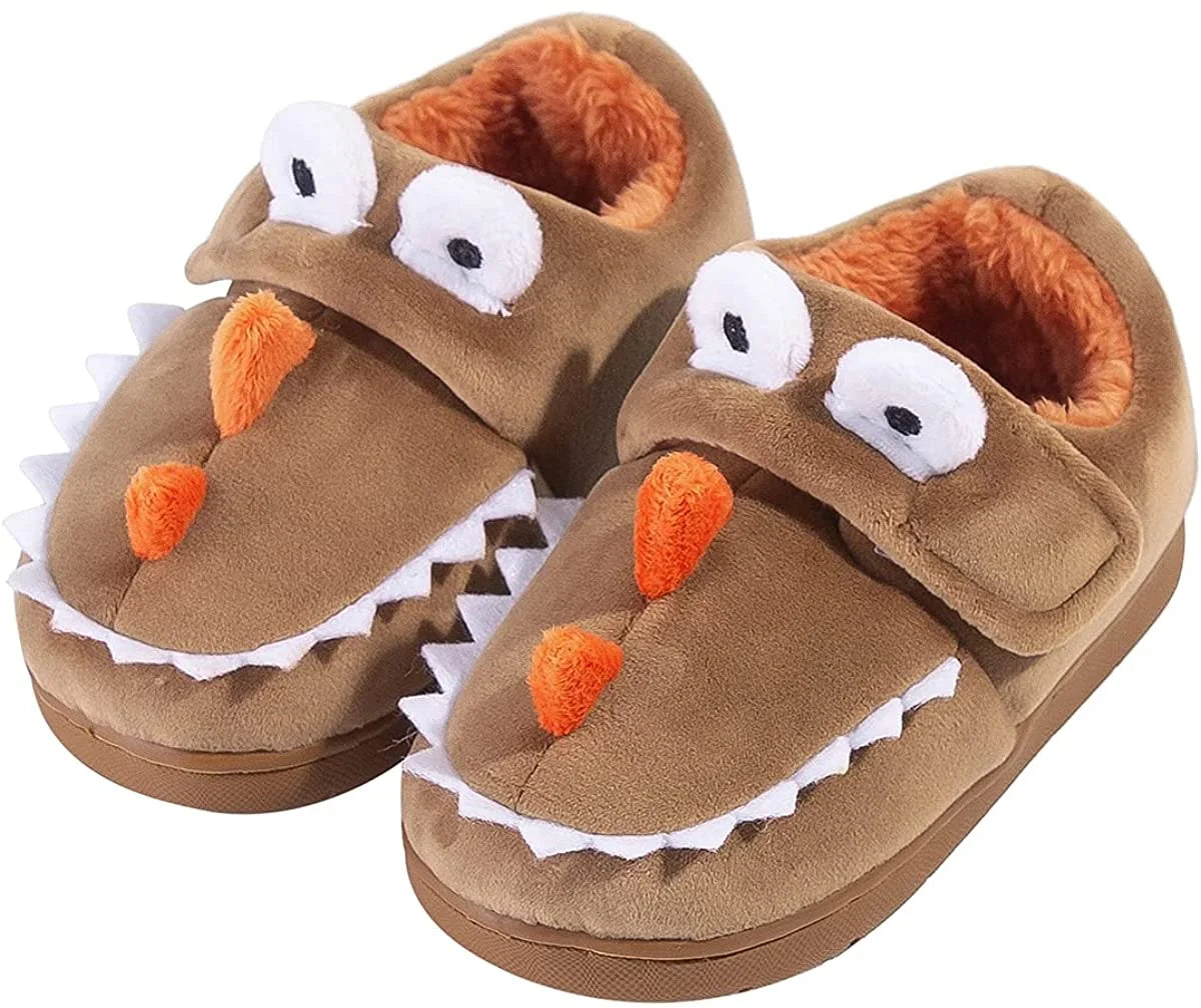 Baby Toddler Boys Girls House Slipper Non Skid Fuzzy Cartoon Dinosaur Kids Indoor Bedroom Shoes